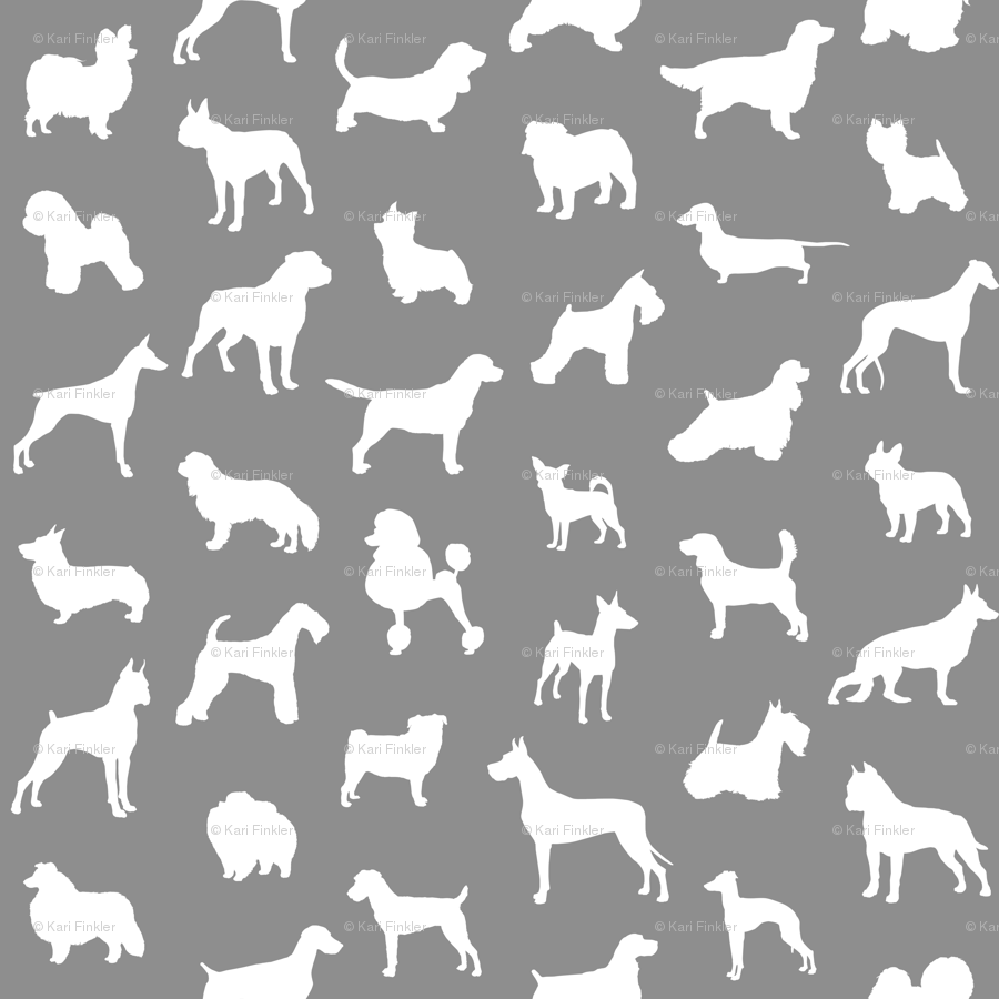 Mod-Dog Silhouettes White on Gray Large Scale wallpaper - lunaarts ...