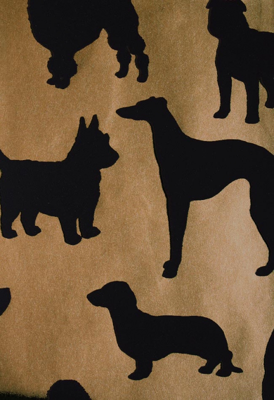 Wallpaper Gold Metallic Wallpaper With Silouettes Of Dogs In Black ...