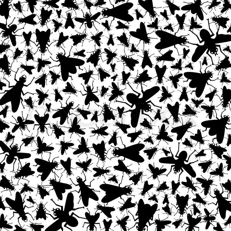 Black silhouette insects wallpaper | Vector | Colourbox