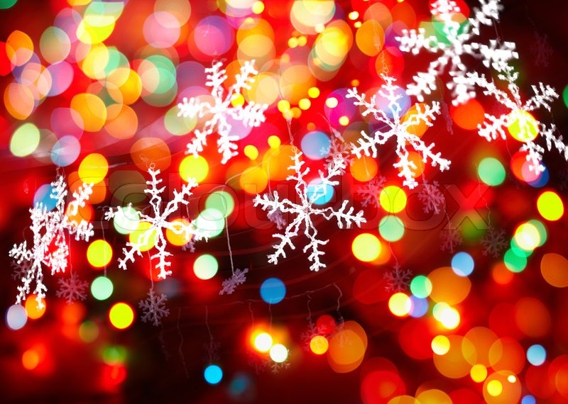 Christmas background with colorful lights Stock Photo Colourbox