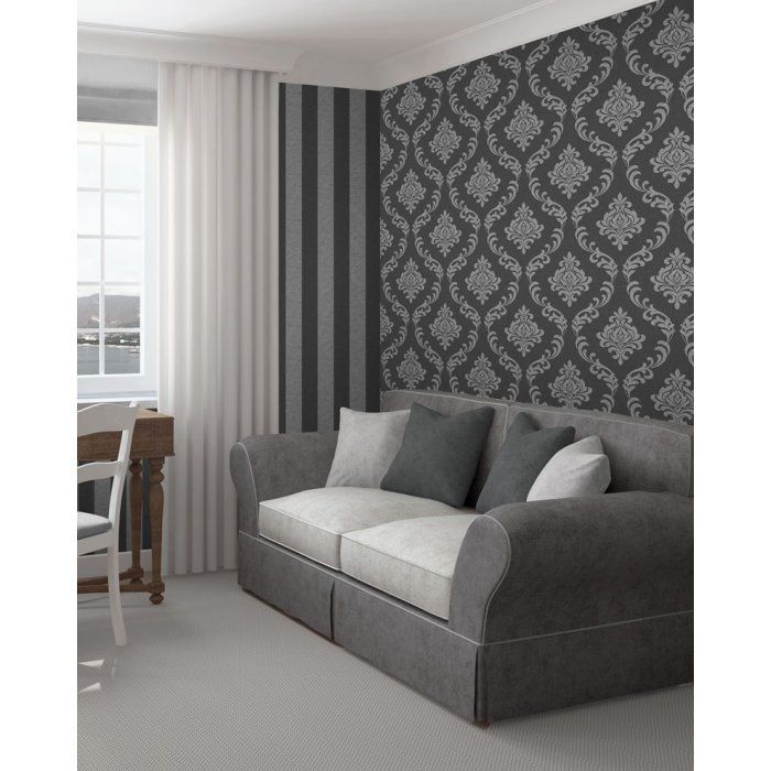 Fine Decor Torino Striped Wallpaper Black / Silver (FD40077 ...