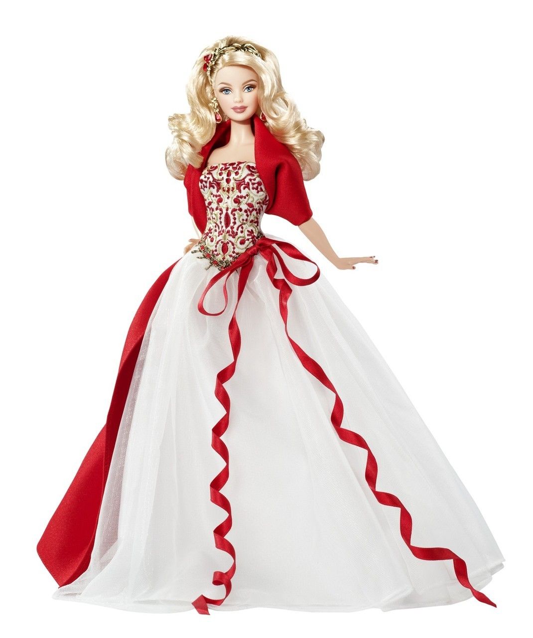 Beautiful Cute Barbie Doll in White Red Dress HD Wallpapers