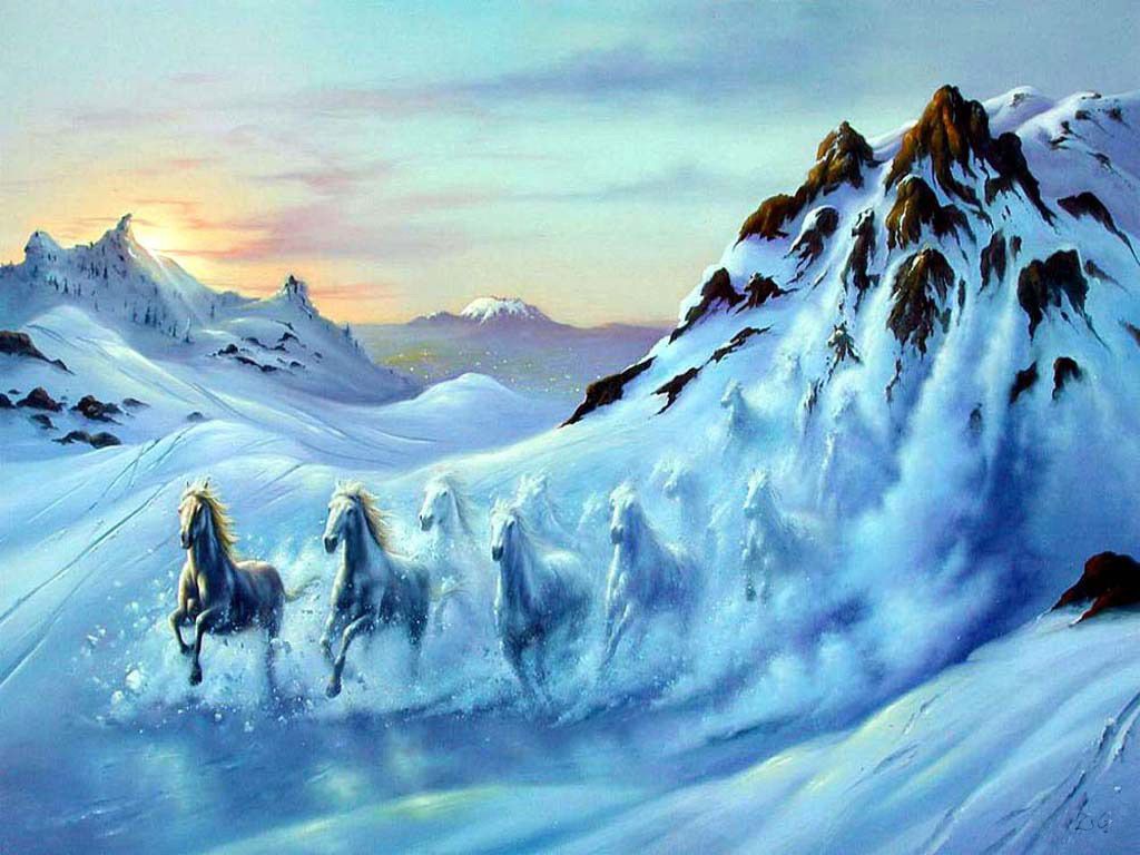 NatureWallpaper.rocks — Beautiful Horse Ice 3D Nature Wallpaper...