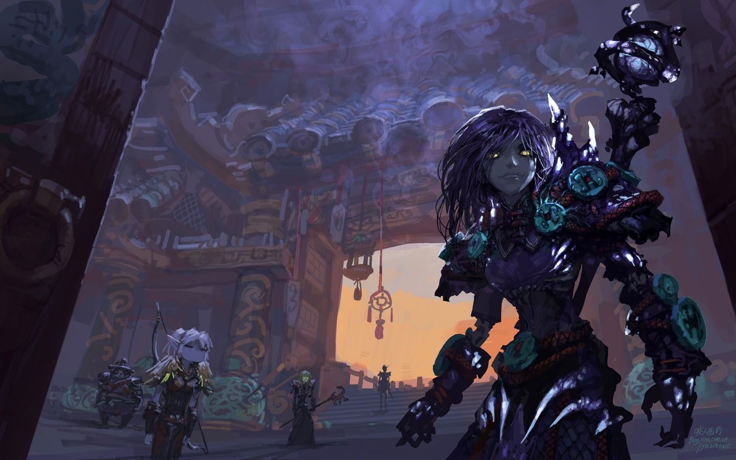 World of Warcraft, purple, fantasy art, artwork, Warlock, Yaorenwo
