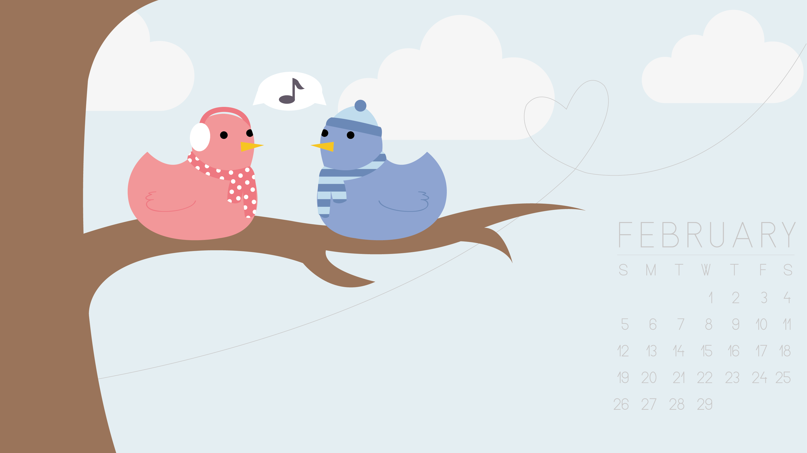 February 2012 Desktop Wallpaper - Birds by technicolorblackout