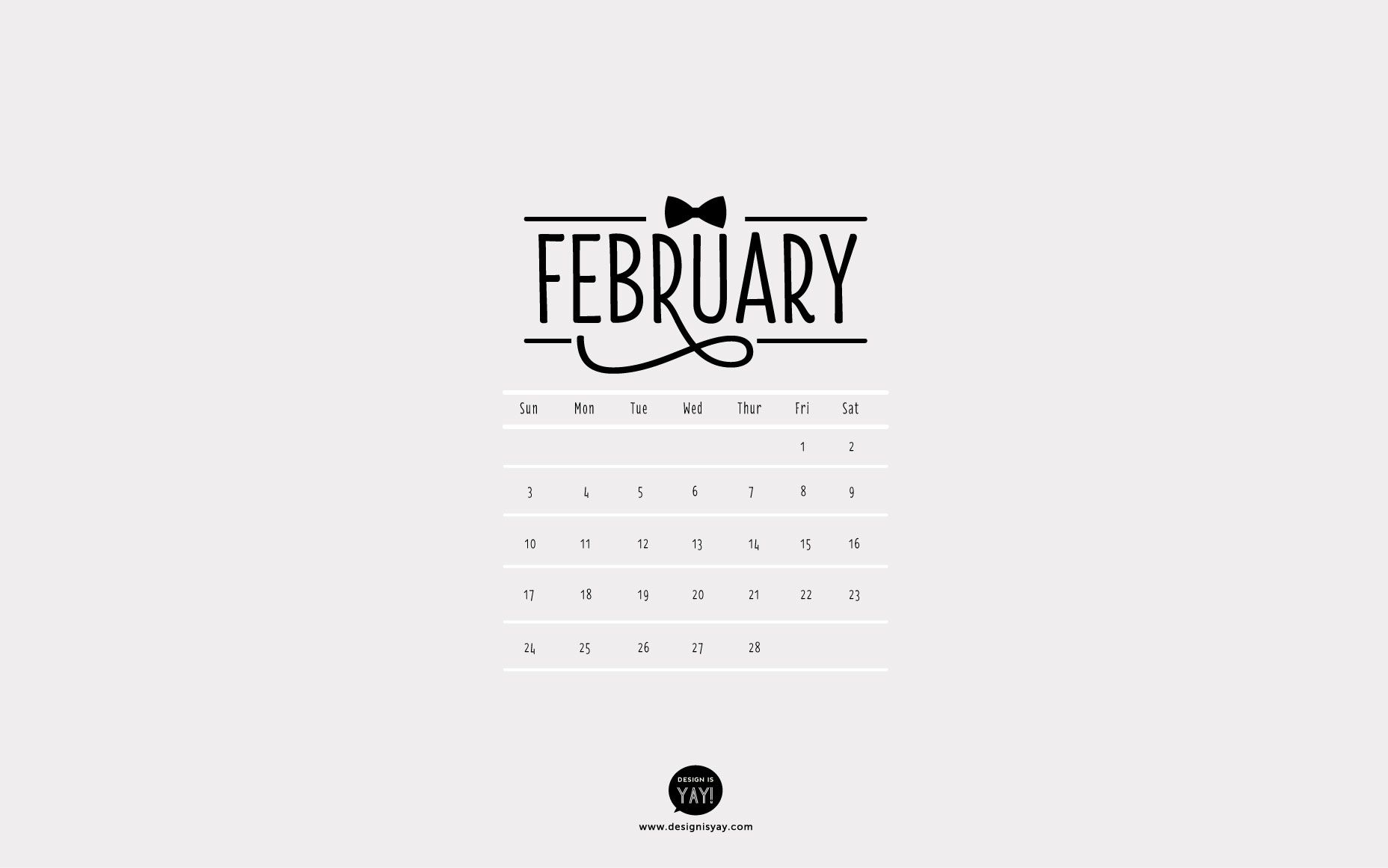 Desktop Wallpaper Calendar: February 2013 - Design Is Yay !