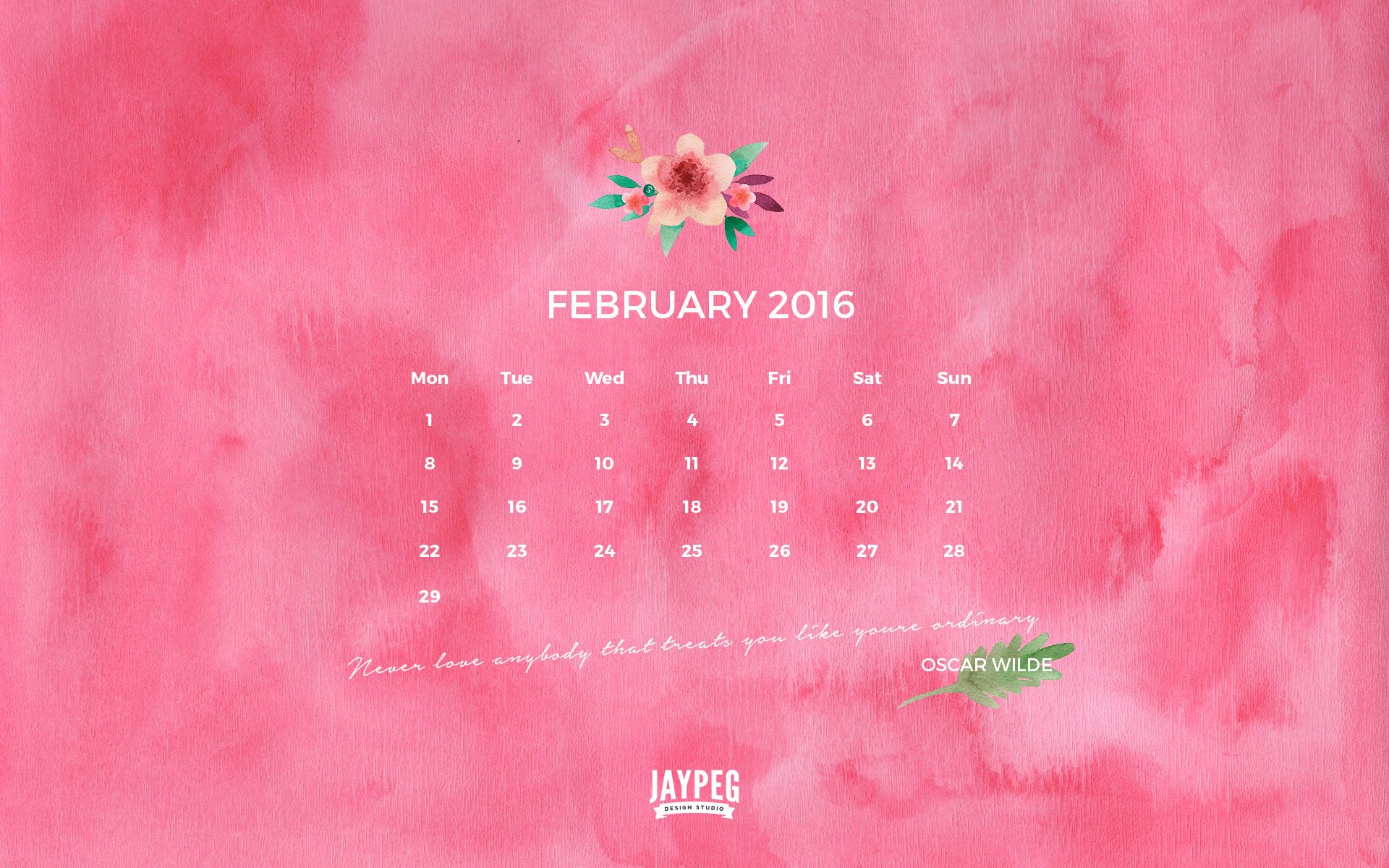 Web Design Bath & Bristol | February 2016 Free Calendar Desktop ...
