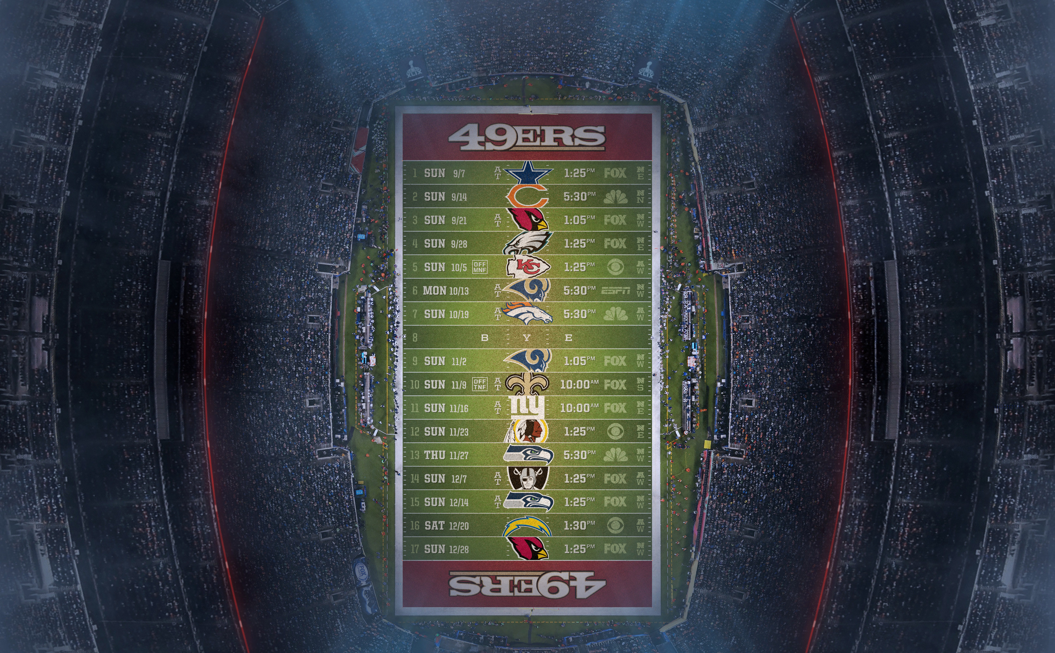 San Francisco 49ers 2014 NFL Schedule Wallpaper