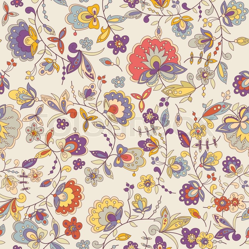 Cute colorful floral seamless pattern with abstract flower ...
