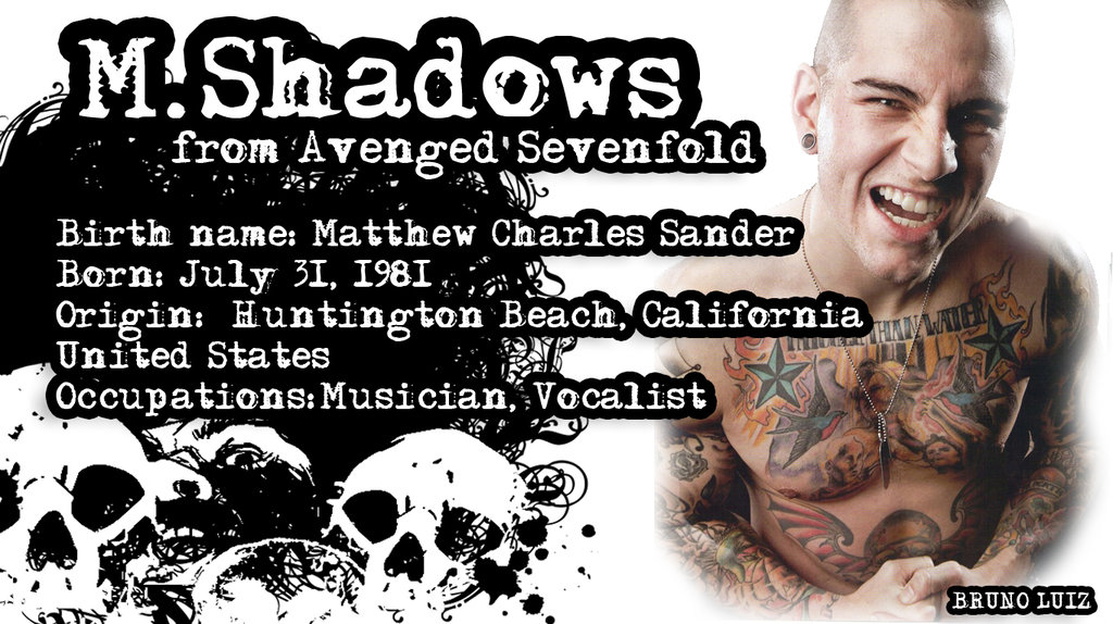 M. Shadows From Avenged Sevenfold Wallpaper by Brunoluizdepaula