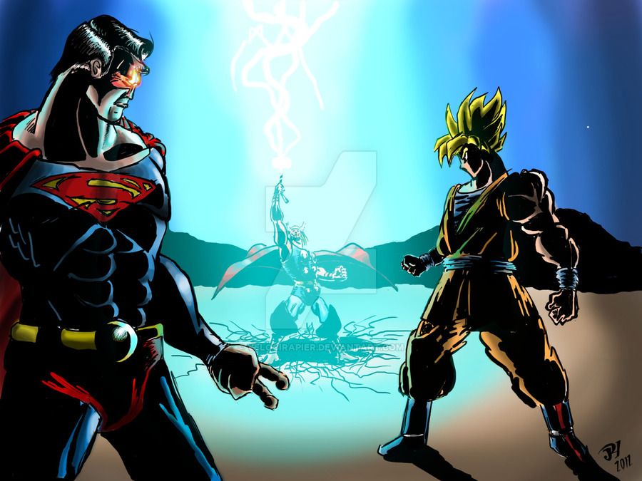 Superman vs Thor vs Goku by Velocirapier on DeviantArt