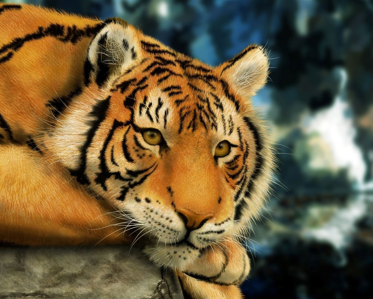 Thinking Tiger Wallpaper 1280x1024 resolution wallpaper download