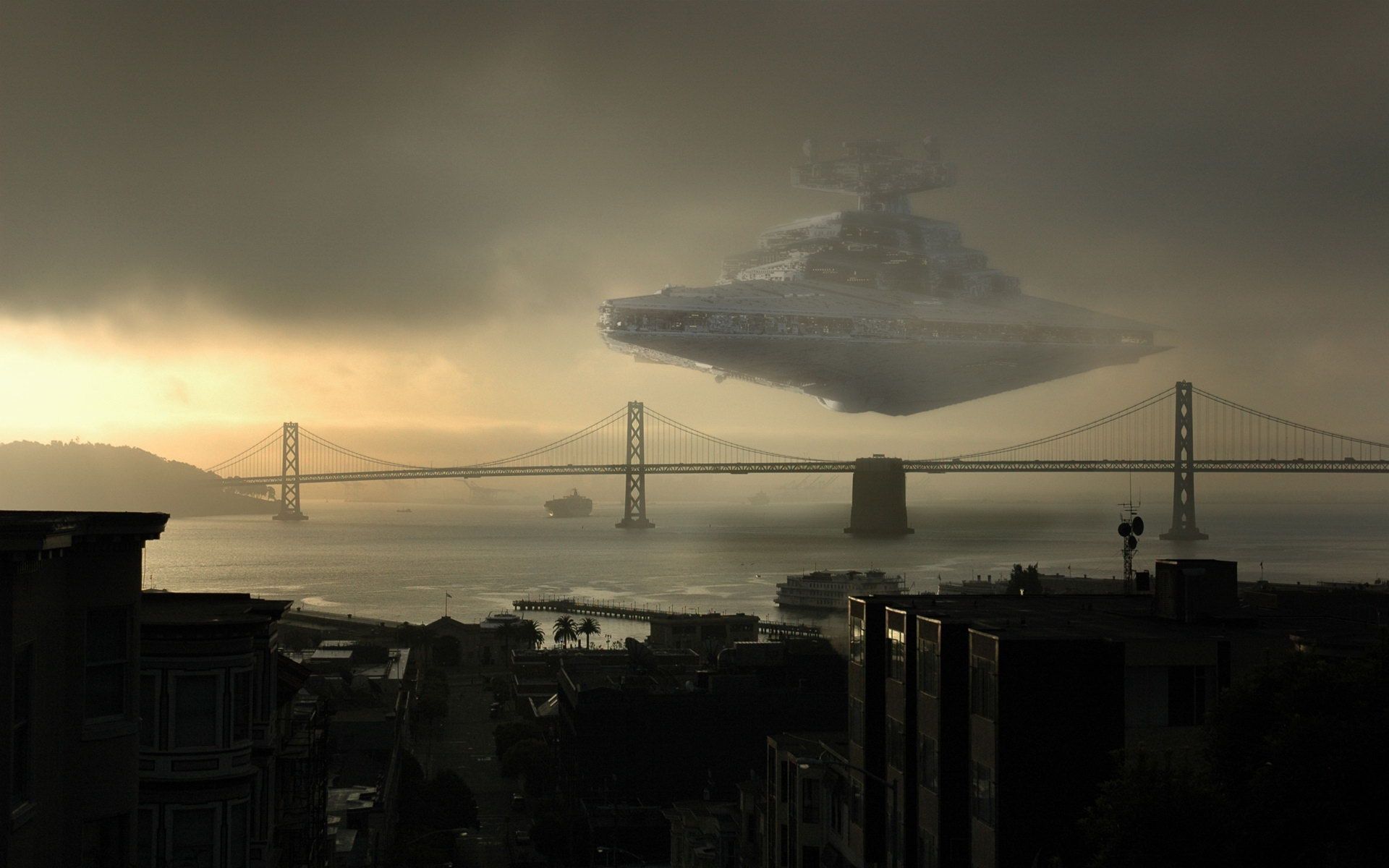 Star Destroyer San Francisco, star wars, imperial, 1920x1200 HD