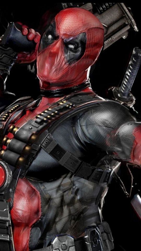 Download Wallpaper 540x960 Deadpool, Mask, Gun, Automatic Android