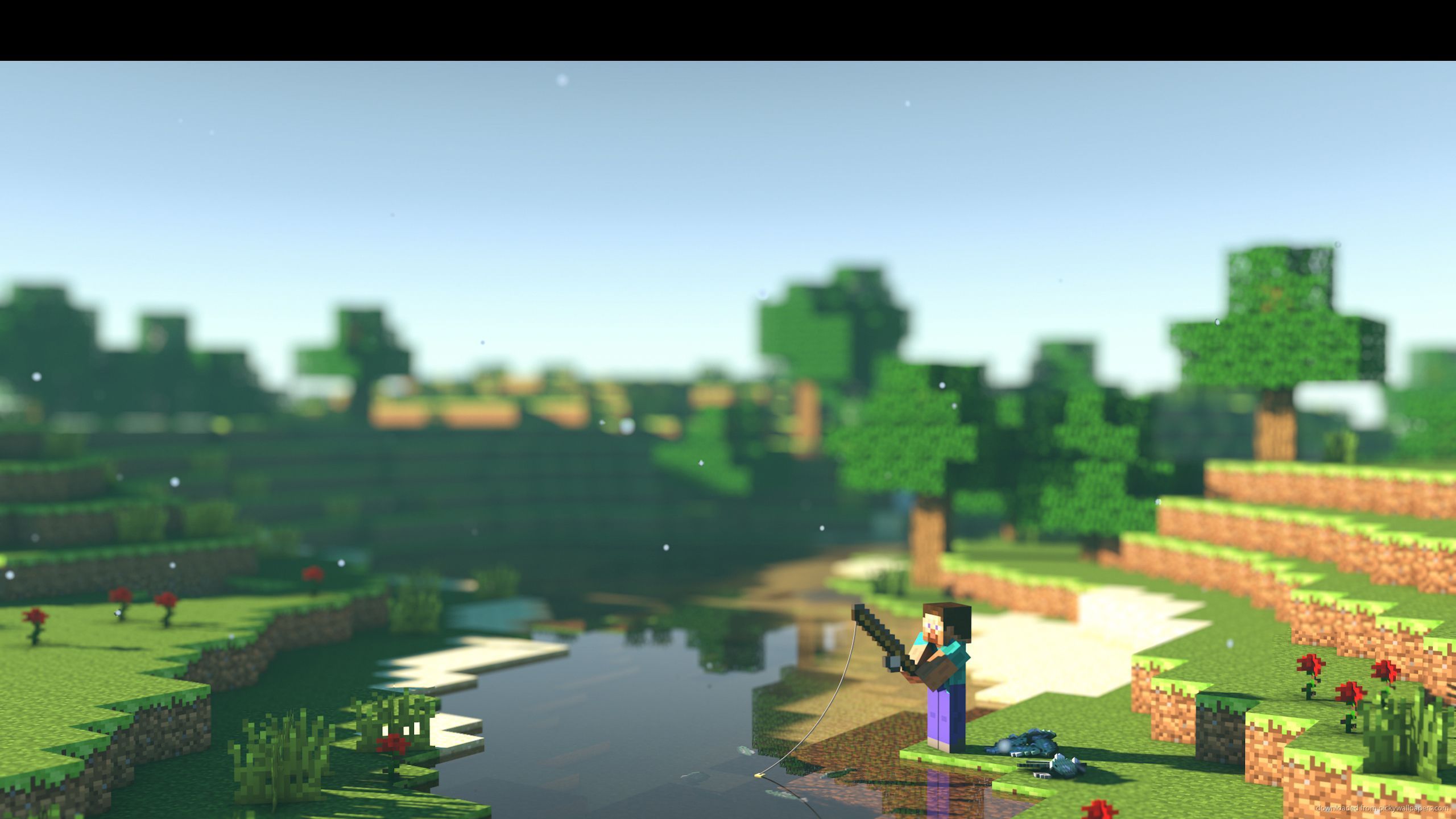 Download 2560x1440 Minecraft Fishing Wallpaper
