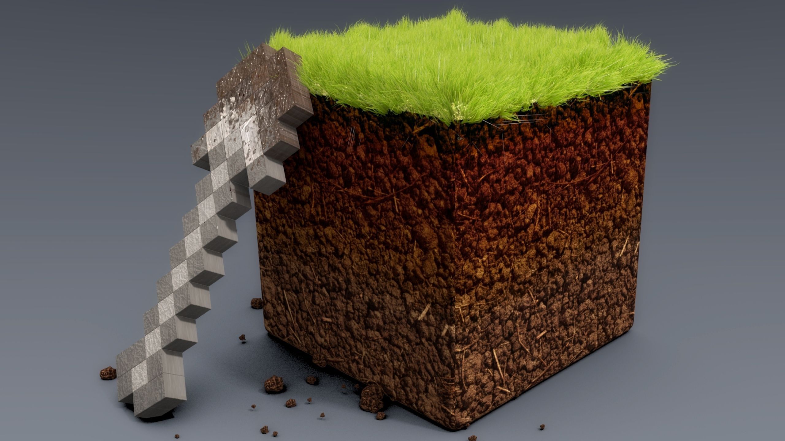 Download Wallpaper 2560x1440 Minecraft, Ground, Grass, Cube Mac