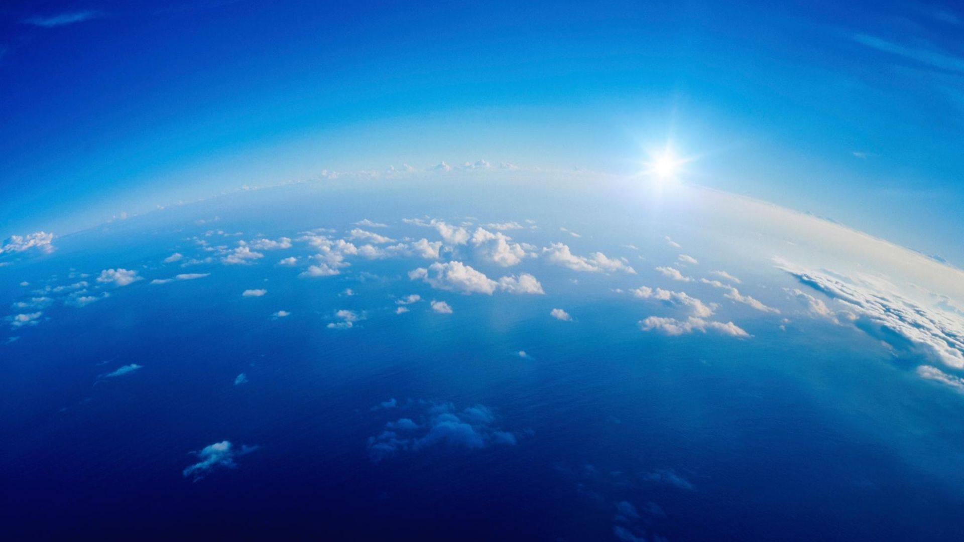 Download Wallpaper 1920x1080 Clouds, Height, Sky, Sun, White, Blue ...