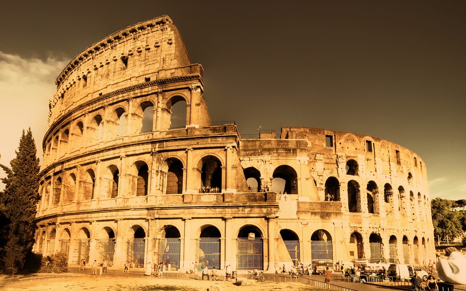 Architectural landscape of the Roman Colosseum wallpaper ...