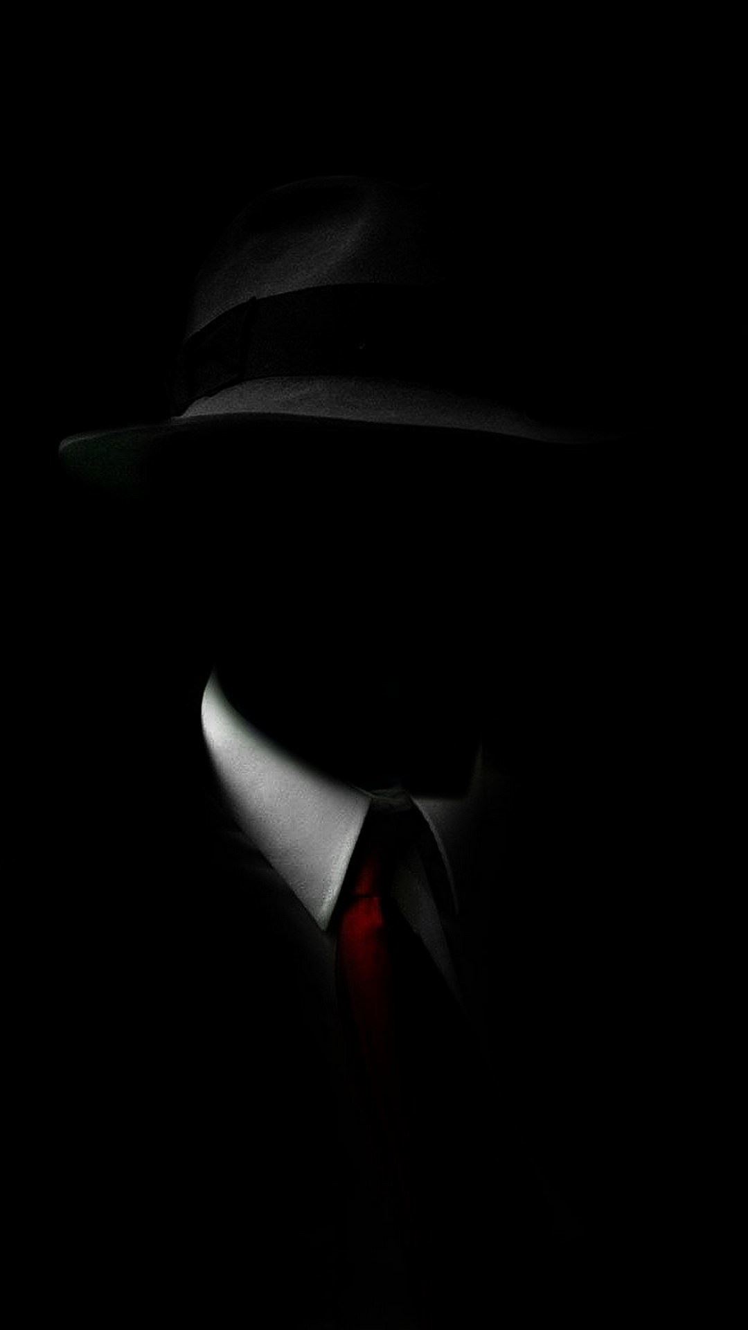Shadow Man Black Suit Hat Red Tie Android Wallpaper free download