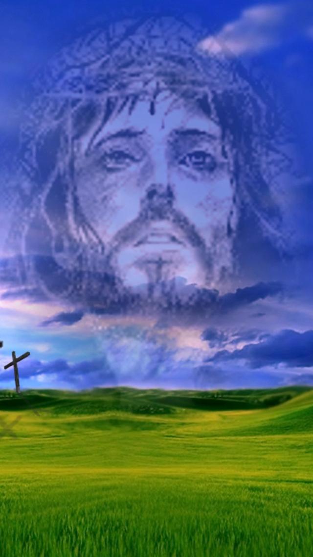 Jesus in the clouds iPhone 5 Wallpaper (640x1136)