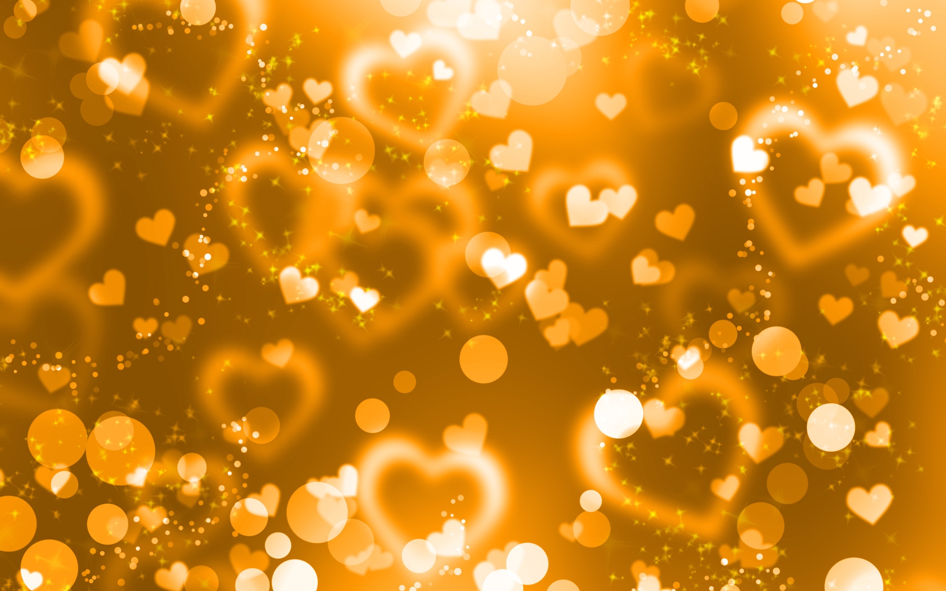 Download Wallpaper 1920x1200 Glare, Hearts, Lights, Glitter, Gold