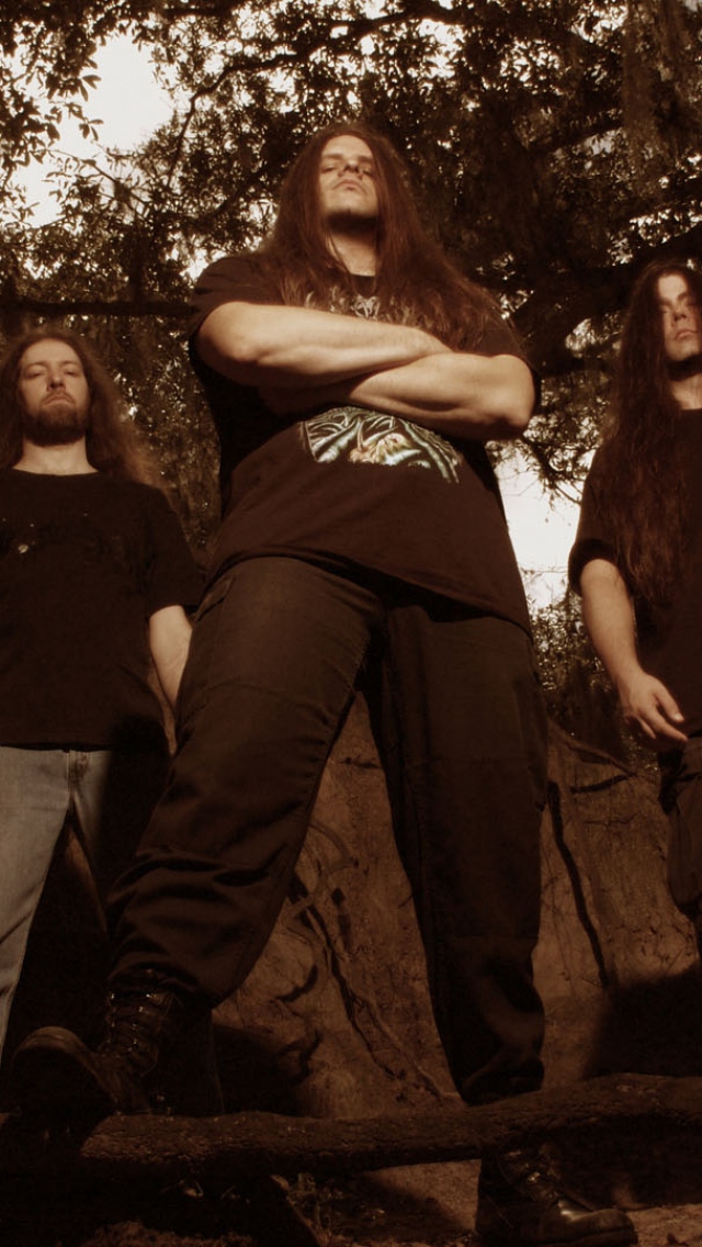 Download Wallpaper 640x1136 Cannibal corpse, Trees, T-shirts, Sky ...