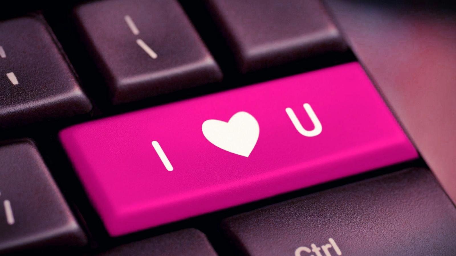 I love you pink computer keyboard wallpaper 1600x900 655387