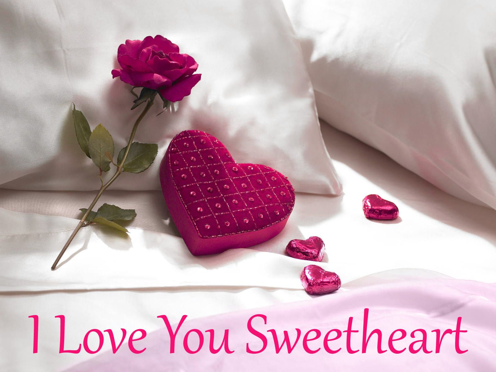 I Love You romantic rose and hearts on bed i love you wallpapers ...