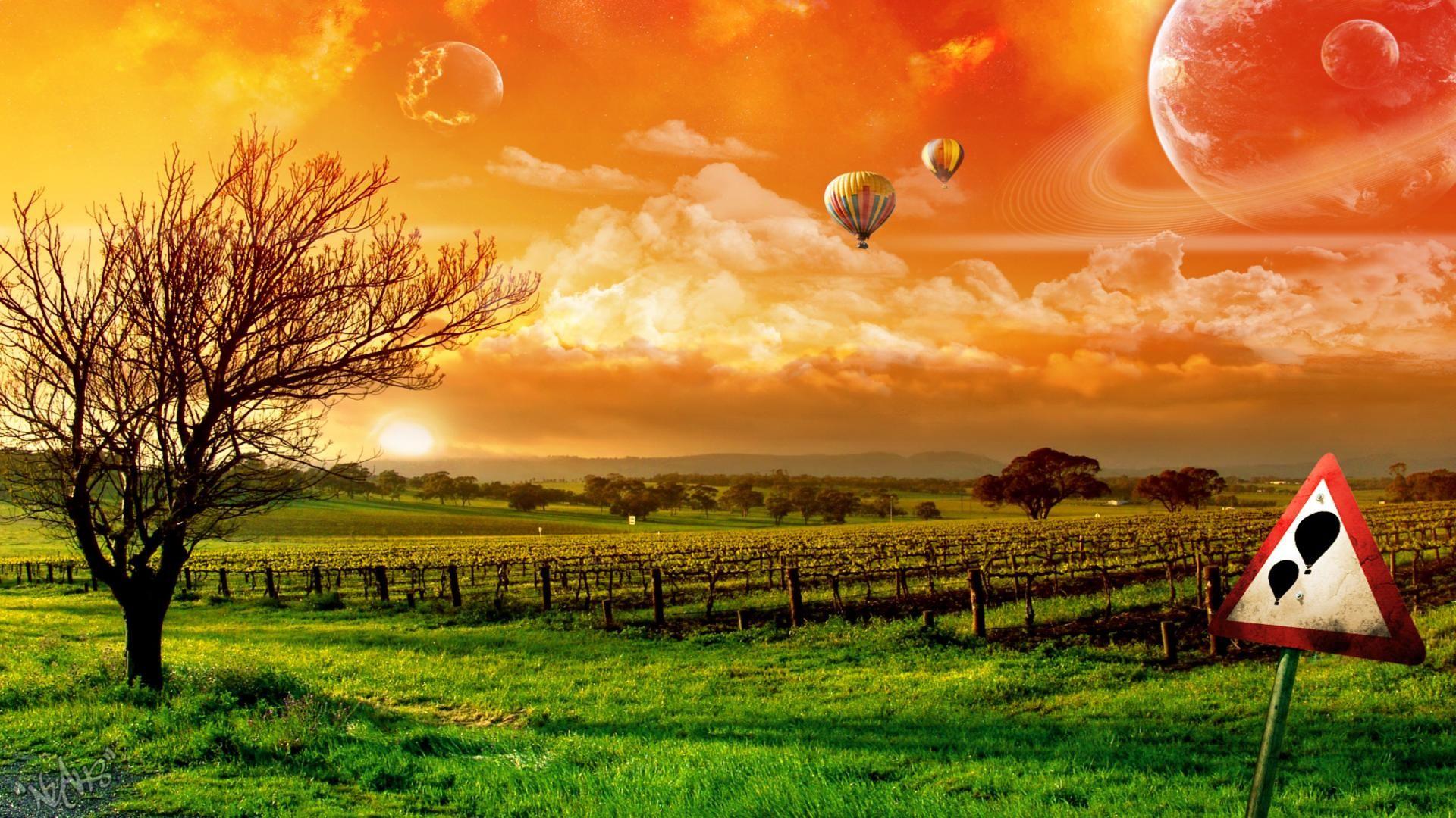 Photoshop balloon ride free desktop background - free wallpaper image