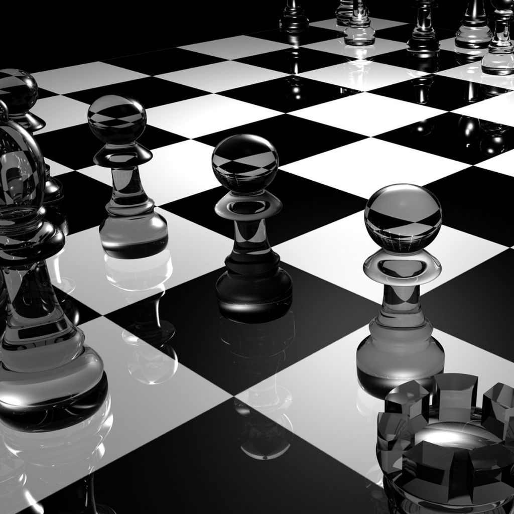 Download Wallpaper 1024x1024 Chess, Board, Glass, Black white ...