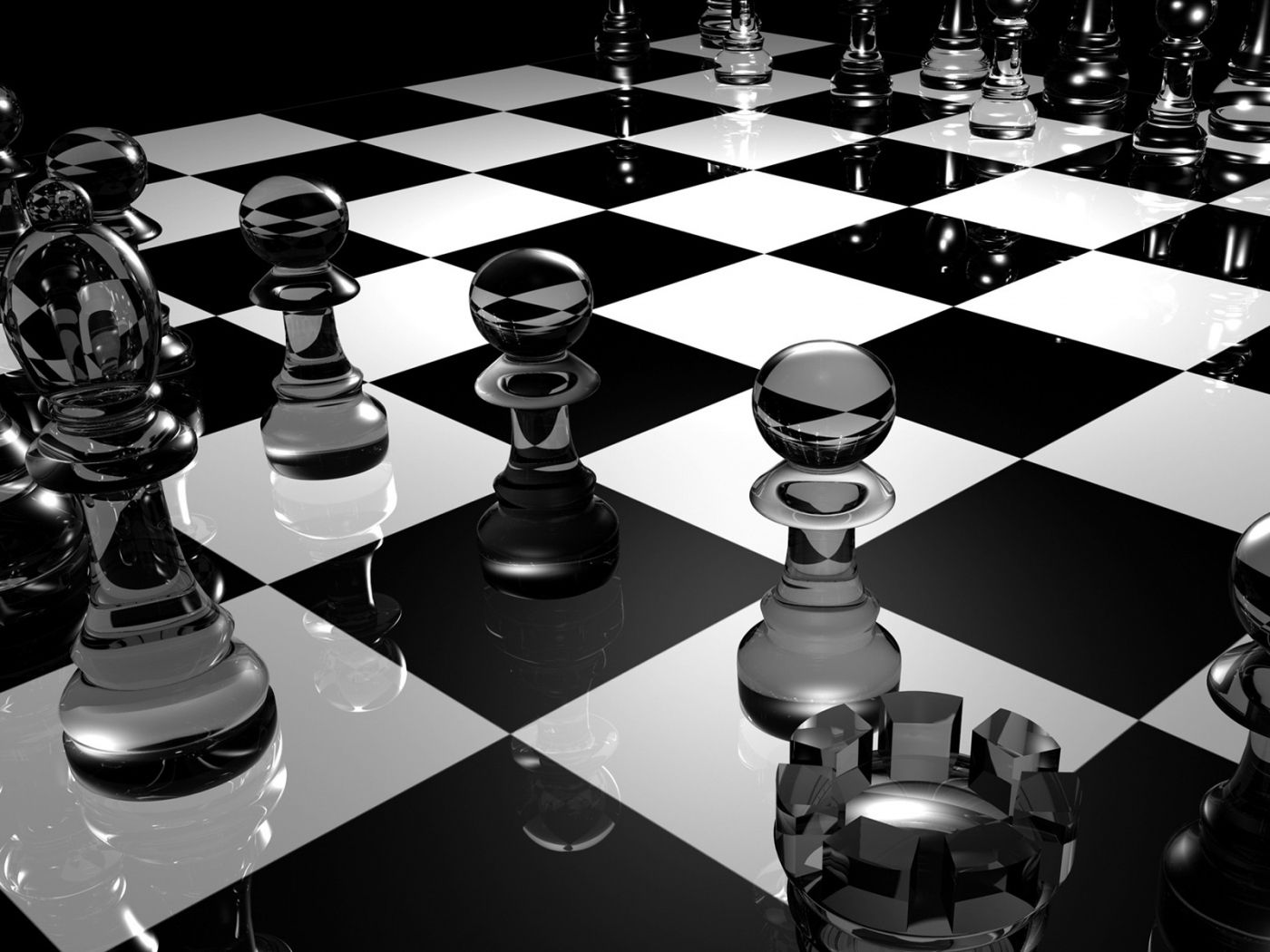 Download Wallpaper 1400x1050 Chess, Board, Glass, Black white