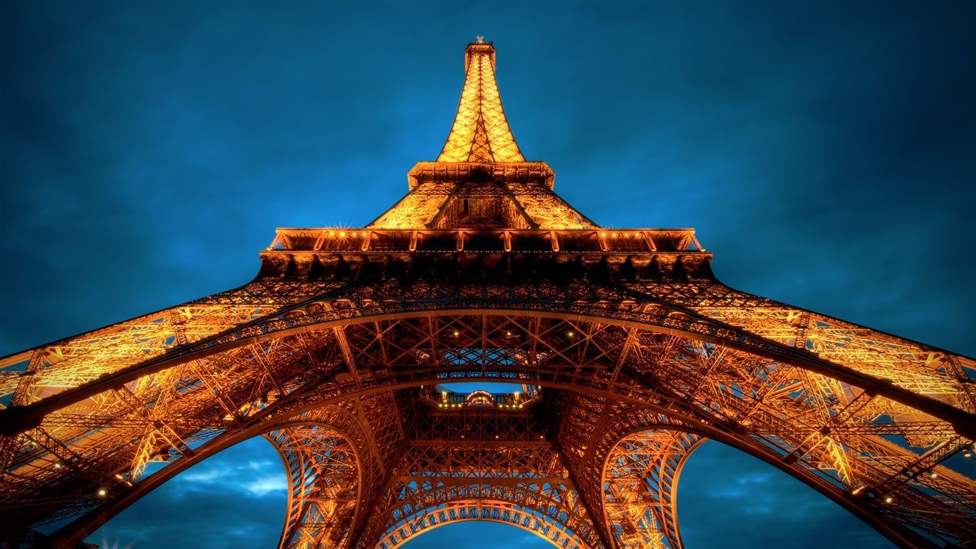 Eiffel Tower at night Wallpaper | 1366x768 resolution wallpaper ...