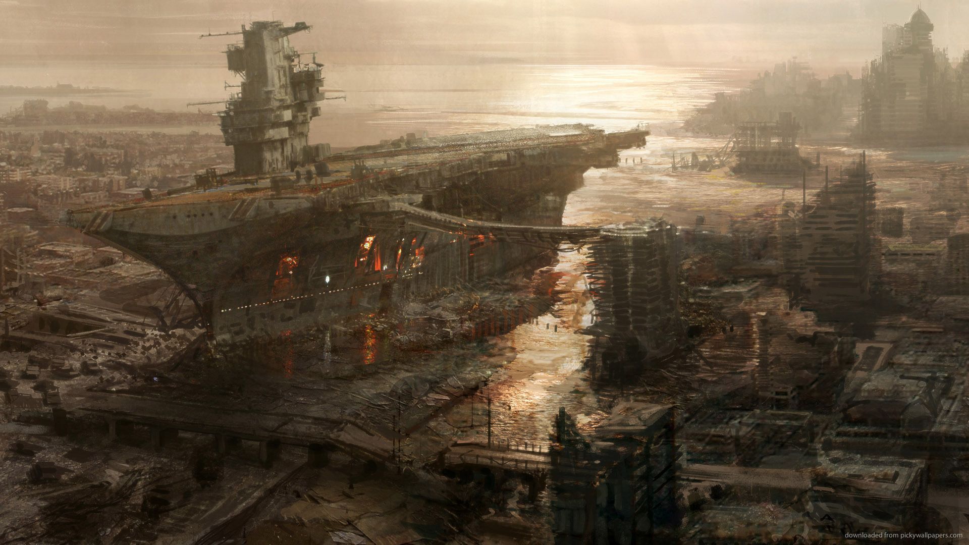 Download 1920x1080 Fallout 3 Rivet City Concept Art Wallpaper
