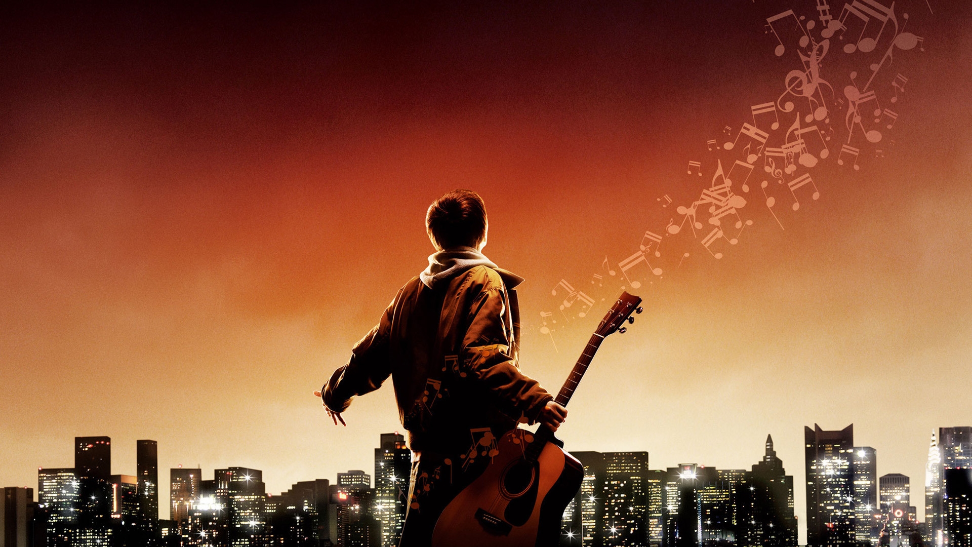 Download Wallpaper 1920x1080 August rush, Guy, Music, Play, City ...
