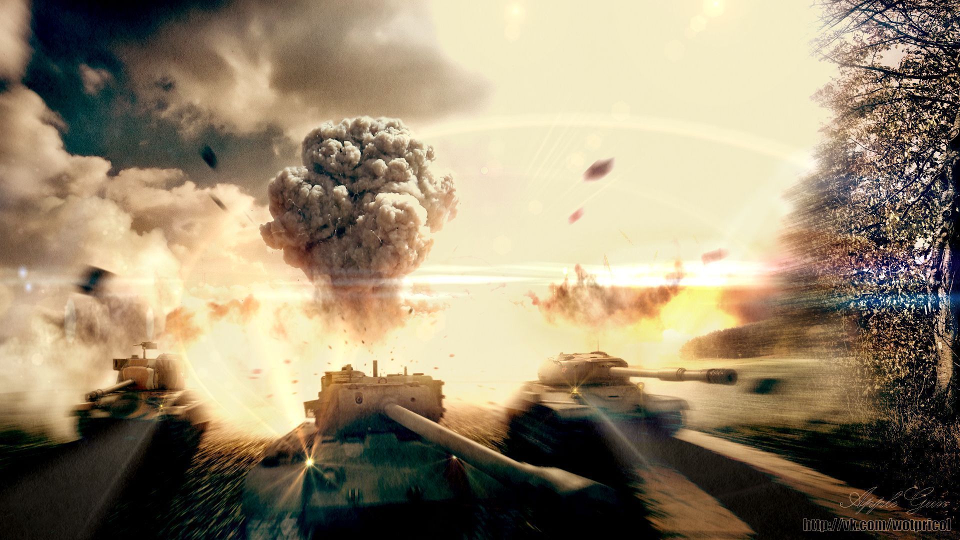Explosion, tanks, war, USA, game wallpaper hd, background, desktop 3d