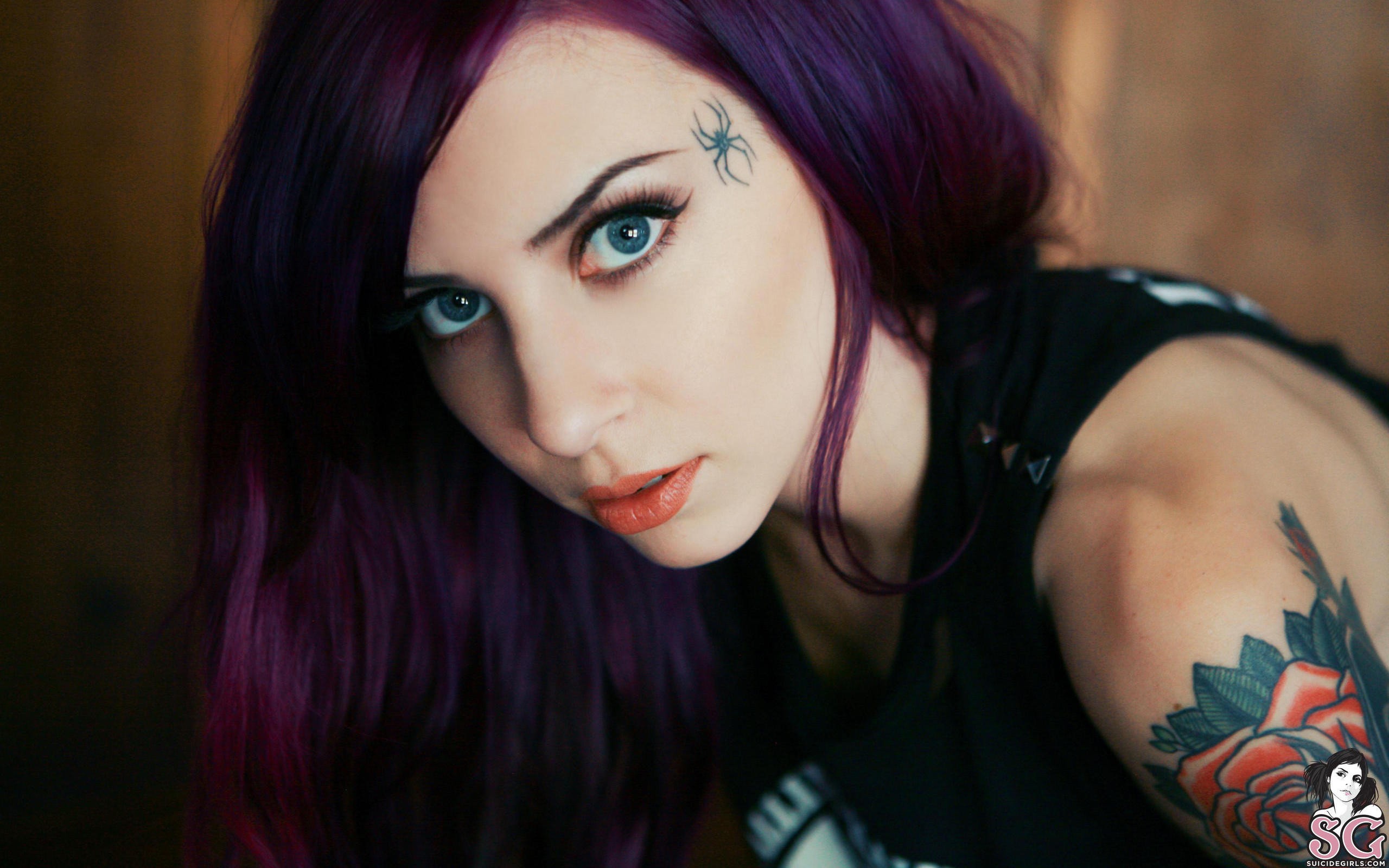 blue eyes, #purple hair, #Mizirlou, #Suicide Girls, #tattoo ...