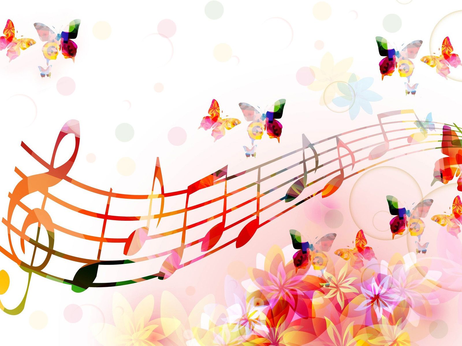Musical Notes Butterflies Ppt Styles Backgrounds - Design, Flowers