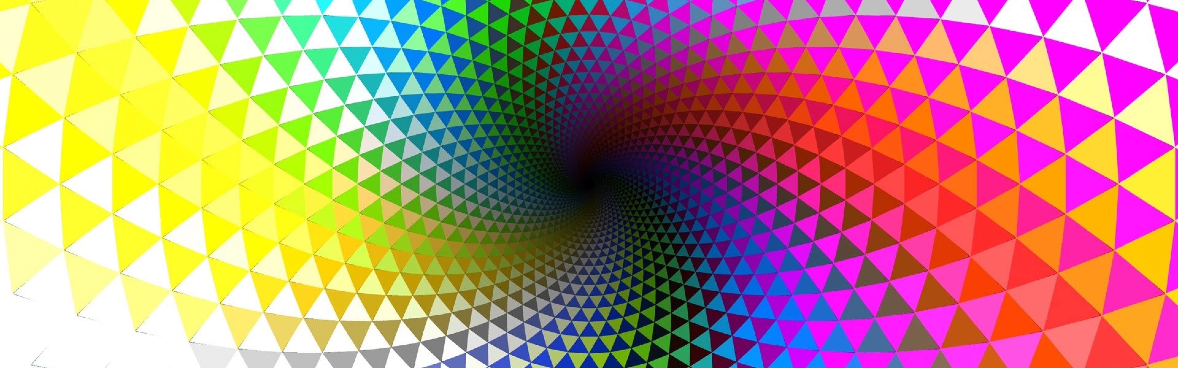 Download Wallpaper 3840x1200 Rotation, Multi-colored, Lines, shape ...