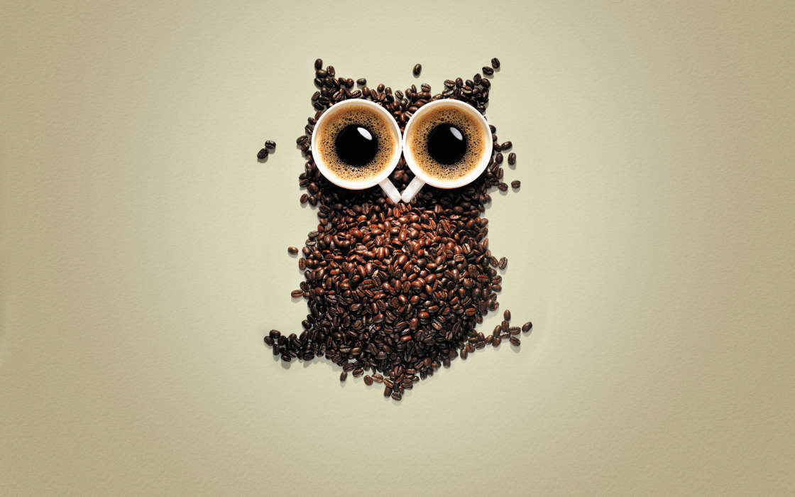 Download mobile wallpaper: Funny, Animals, Art, Owl, Coffee, free ...
