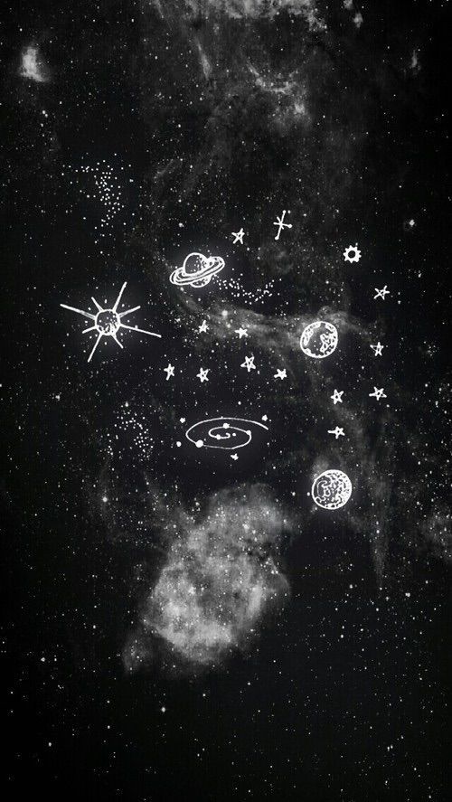 Background, black, galaxy, planets, sky, stars, wallpaper, white