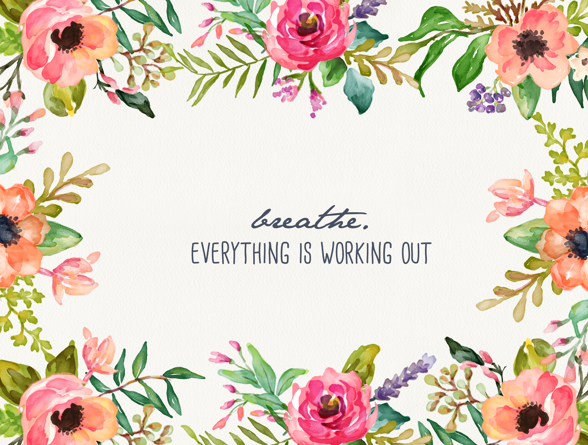 Breathe - Floral Desktop Wallpaper - Inspired by Beatrice Clay