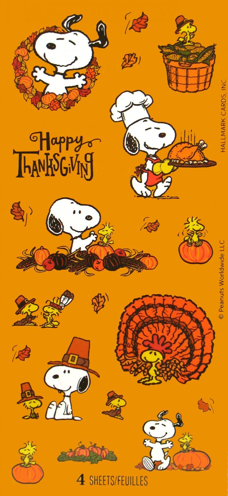 Snoopy Thanksgiving Stickers Snoopn4pnuts.com