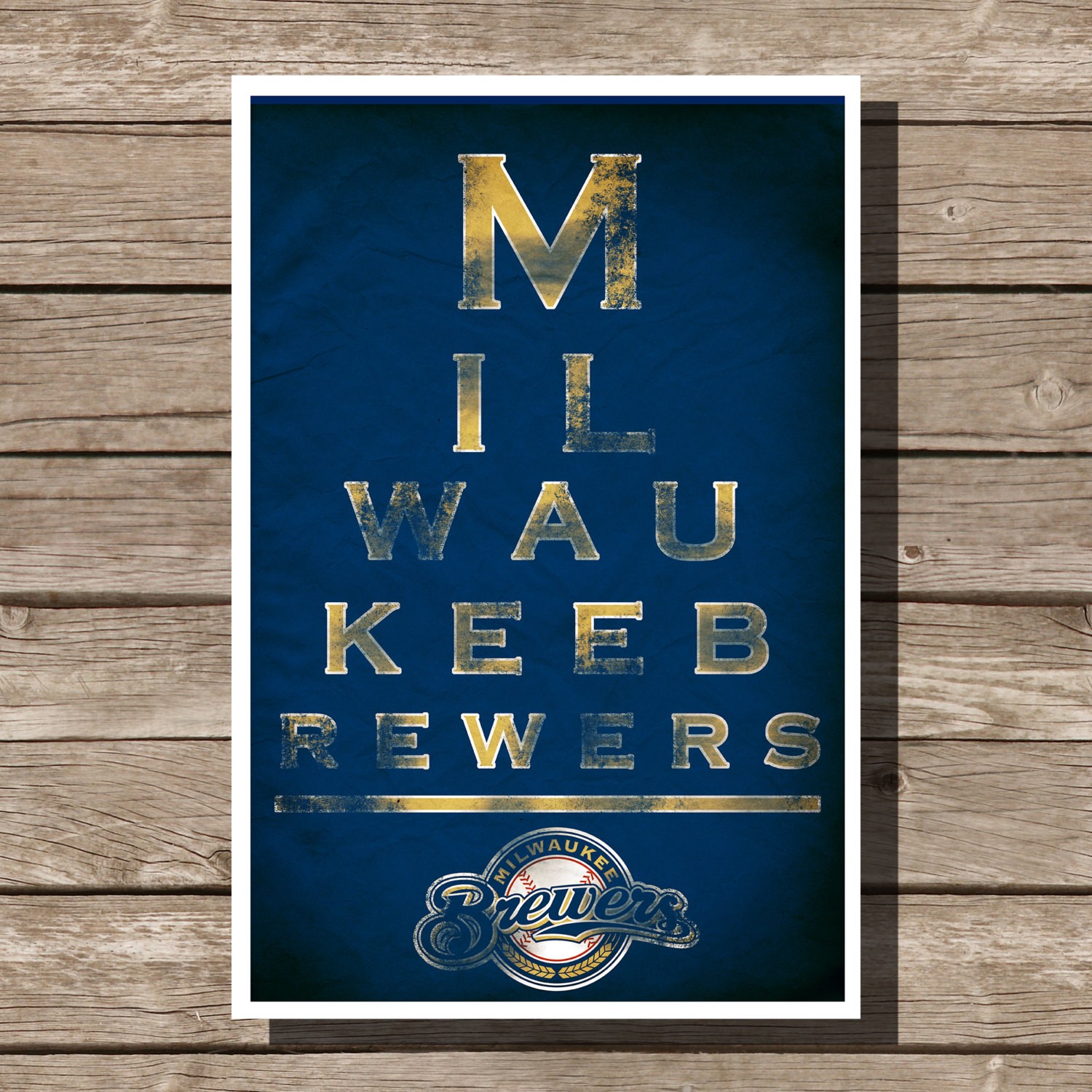 MLB 2015 Milwaukee Brewers Poster Baseball Art Eyechart - print