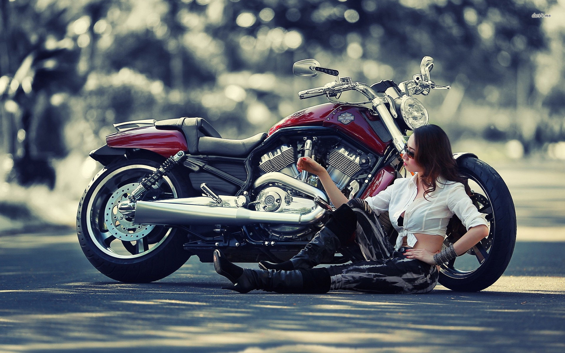 Woman and a Harley-Davidson wallpaper - Motorcycle wallpapers - #20138
