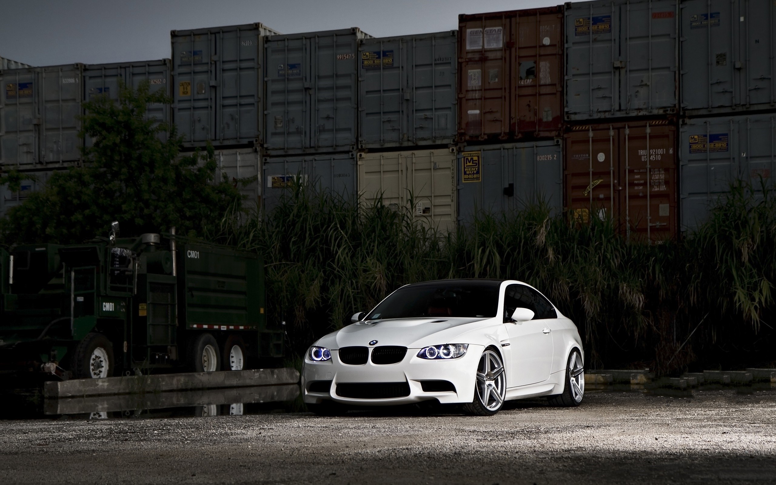 bmw m3 e92 white containers truck hd walpaper wallpapers