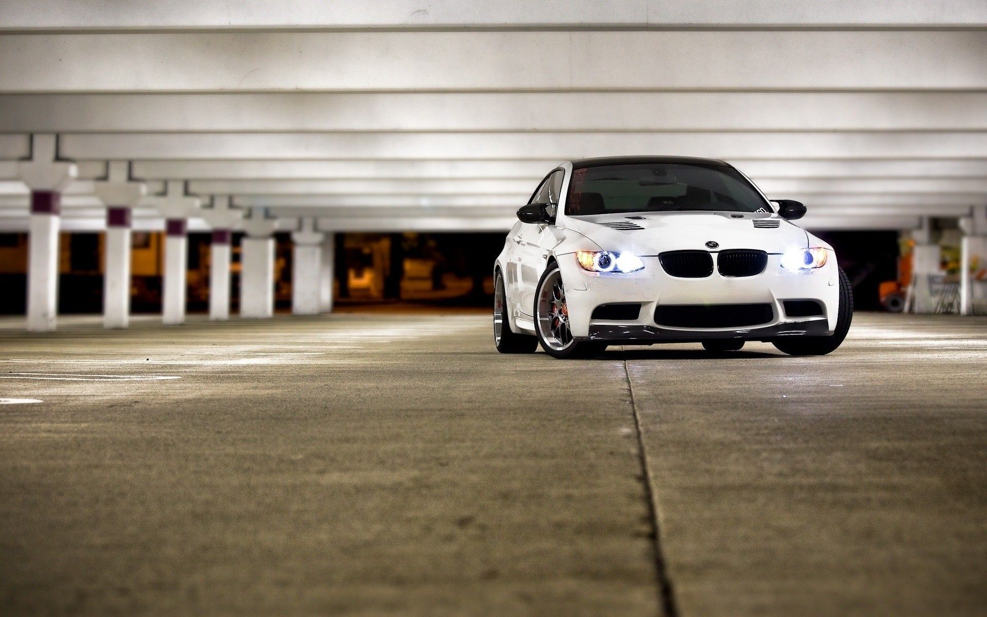 BMW, cars, BMW M3, white cars, BMW E92, parking lot, garage ...