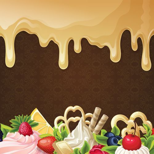 Sweet with drop chocolate background set vector 01 - Vector