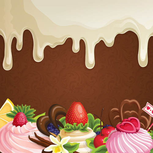 Sweet with drop chocolate background set vector 06 - Vector ...