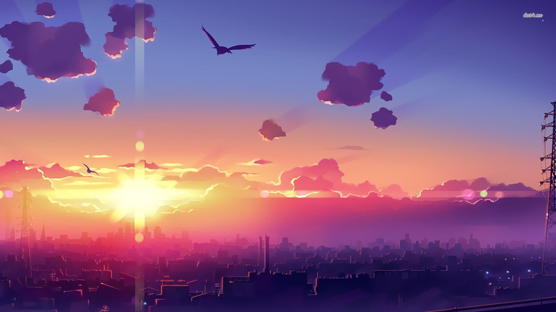Amazing sunset above the city wallpaper - Anime wallpapers -
