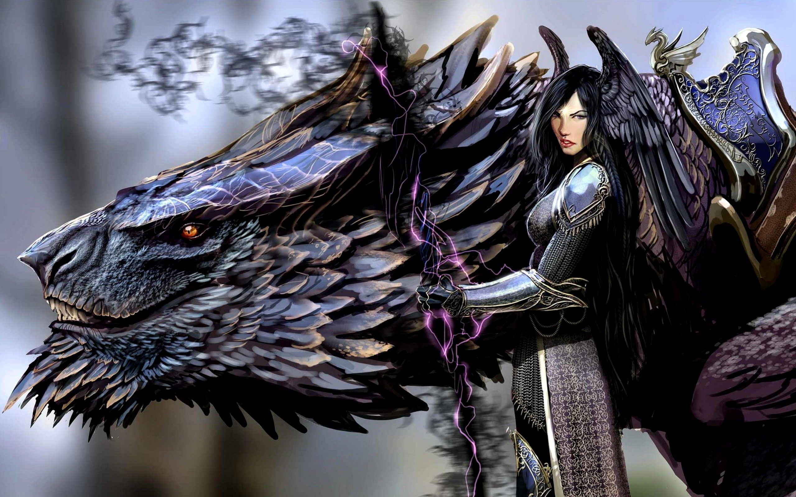 Amazing Dark Angel And Black Dragon Anime HD Wallpaper Picture ...